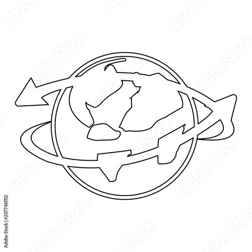 Global Arrow Orbit Outline Icon Vector