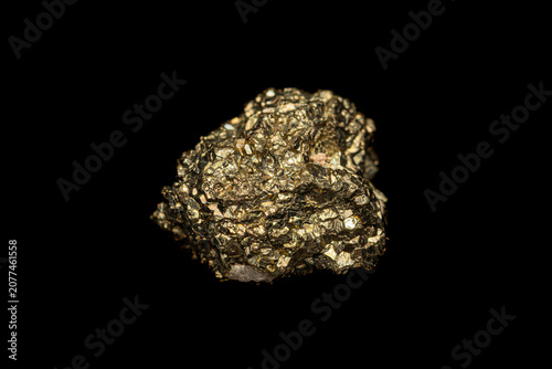 Tableau sur toile Closeup natural pyrite gemstone (fool’s gold) on dark background (iron disulfide