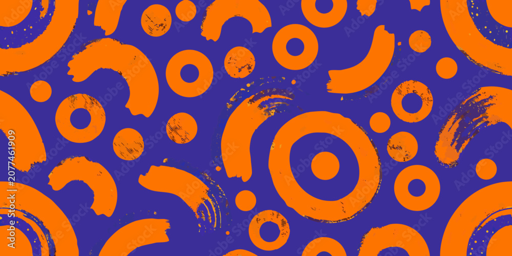 Fototapeta premium Orange circular pattern on purple background abstract vector illustration