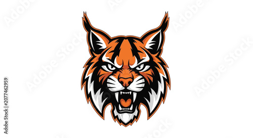 Bold orange lynx mascot illustration with fierce expression and white background