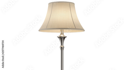 Fotografía Cream bell lampshade on polished metal floor lamp