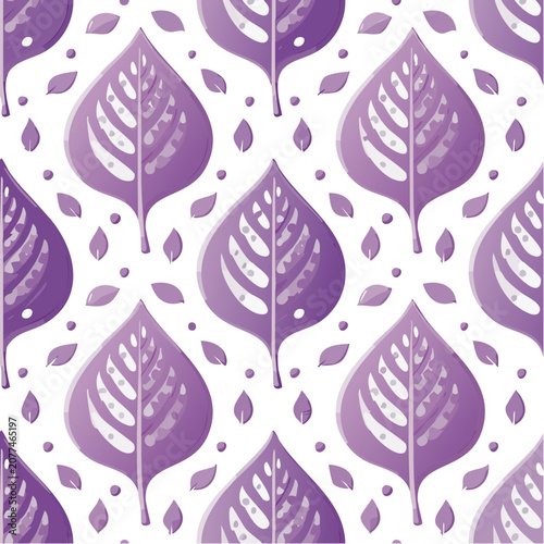 Seamless purple leaf pattern vector illustration