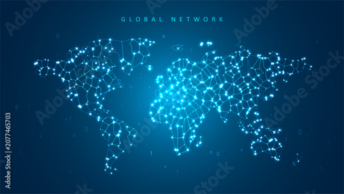 Abstract global technology background. Futuristic data network elements. Digital innovation concept for your design.