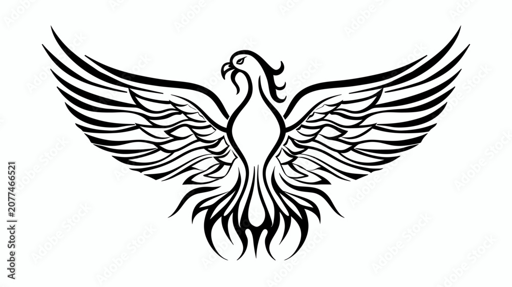 Fototapeta premium Elegant vector illustration of a soaring bird with open wings on white