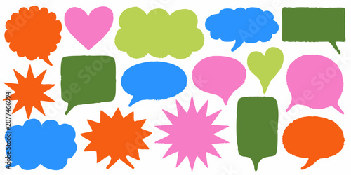 Fotografie Colorful Speech Bubble Shapes On White Background