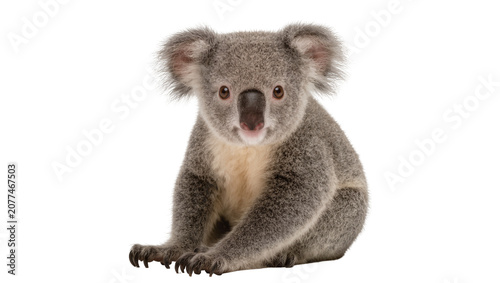 Canvas Print Cute koala sitting fluffy grey fur black nose, large ears