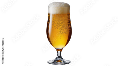 Canvas Print Glass of golden beer with foam and bubbles