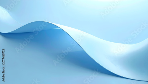 Elegant Blue Ribbon Flowing Gracefully on a Light Blue Background.