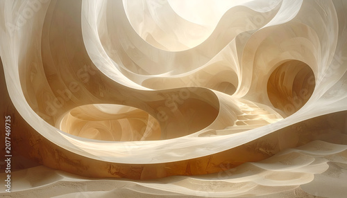 Abstract Swirling Light and Shadow Forms.