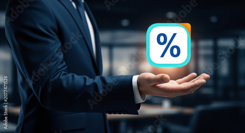 Mortgage interest rate discount promotion or financial bank loan refinancing option with lower monthly payments to reduce consumer debt burden and maximize long term family savings value