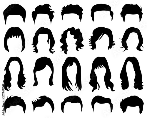 Set of male and female hairstyles and haircuts 
