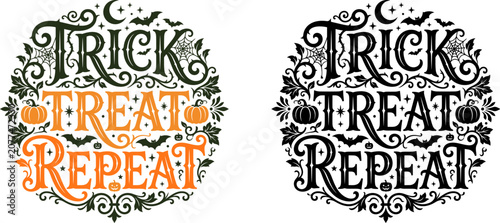 Tableau sur toile Halloween trick or treat repeat graphic  Tow version