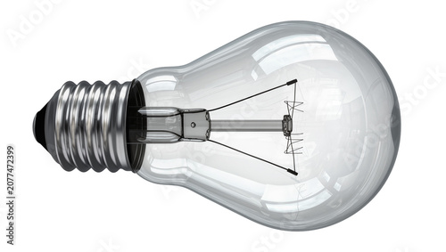Obraz na plátně Clear glass incandescent light bulb with metal screw base