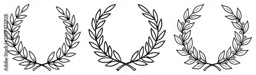Photos Laurel wreaths set vector illustration, victory olive branch frames for awards a