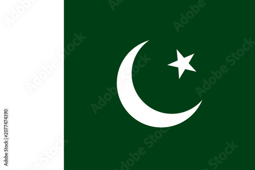 Pakistan flag icon. Vector computer illustration rectangular flag of Pakistan in correct proportions 2 to 3