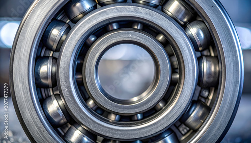 Close-up Macro Shot of a Ball Bearing Mechanism.