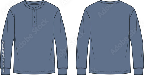 Bild auf Leinwand Light blue button-up shirts with pocket detail, front and back views