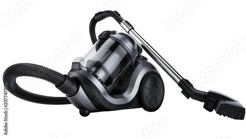 Obraz na plátně Modern cylinder vacuum cleaner with hose and nozzle