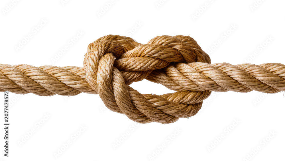 Fototapeta premium Thick natural fiber rope tied in a secure knot