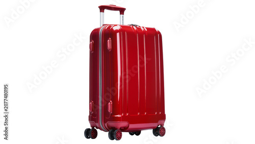 Canvastavla Red glossy hard shell suitcase with four wheels and telescopic handle