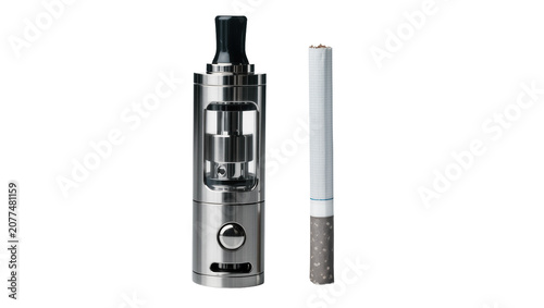 Obraz na plátne Vaporizer tank and cigarette side by side