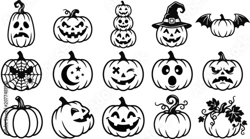 Halloween skull and bat vector collection for spooky designs