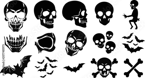 Halloween pumpkin and bat vector collection for seasonal designs