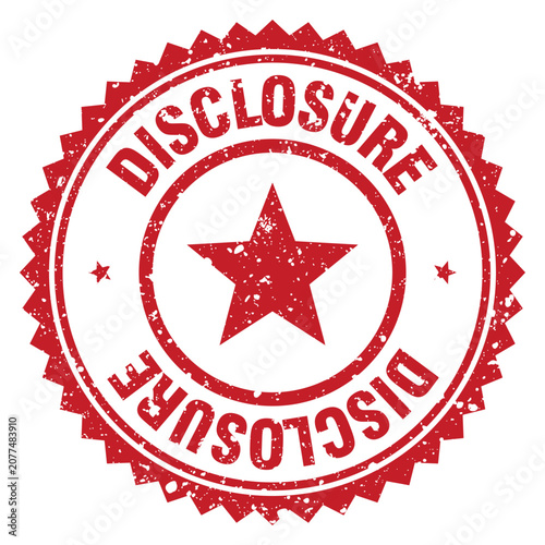 Картината върху платно disclosure red grunge round stamp. disclosure stamp