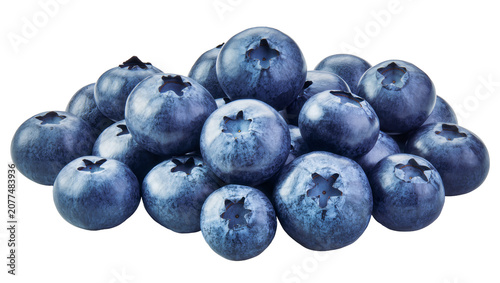 Fotografie Heap of fresh ripe blueberries with visible star-shaped calyx