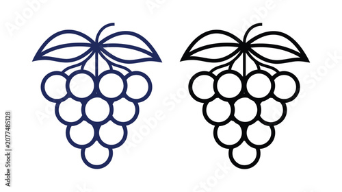 Grapes vector icon illustration of fresh fruit bunch set