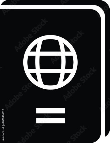 Black passport cover with and equality symbols globe white