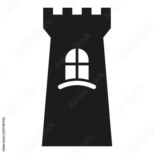 Blackandwhite illustration of medieval tower with window  castle icon icon