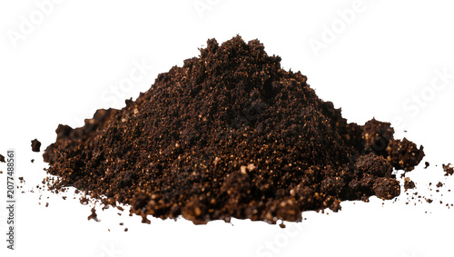 Fotografie Pile of dark brown soil with small pebbles and organic matter