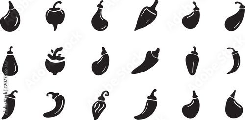 Konstfotografi Collection of black pepper icons in various styles.