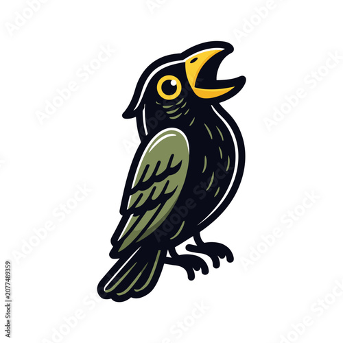 Flat illustration of a toucan bird with yellow beak