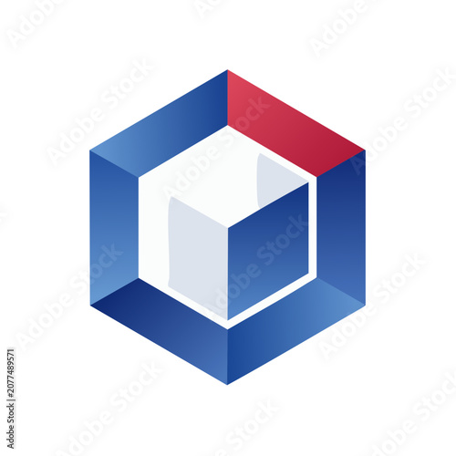 Isometric Hexagonal Cube Vector Icon