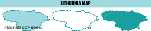 Foto Lithuania map vector set, teal blue geographic silhouettes of Lithuania, minimal