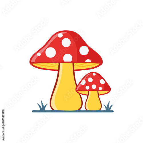 Red and white spotted mushrooms vector illustration