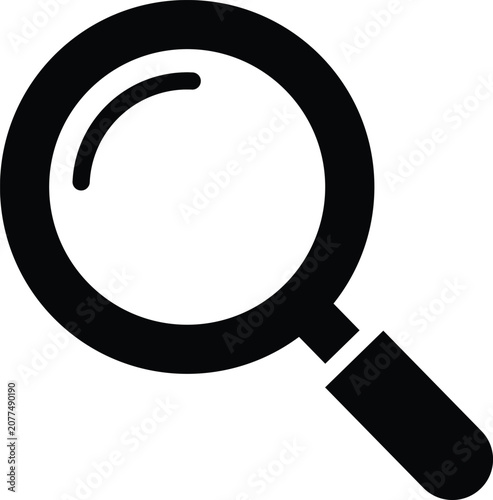Blackline magnifying glass with curved lens and handle