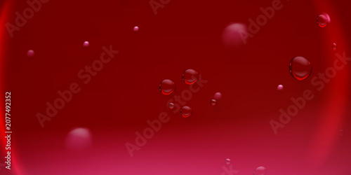 Vászonkép Abstract Red Liquid Background With Floating Bubbles