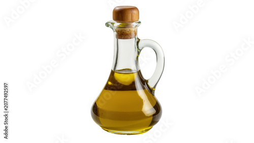 Tableau sur toile Glass cruet with olive oil and cork stopper