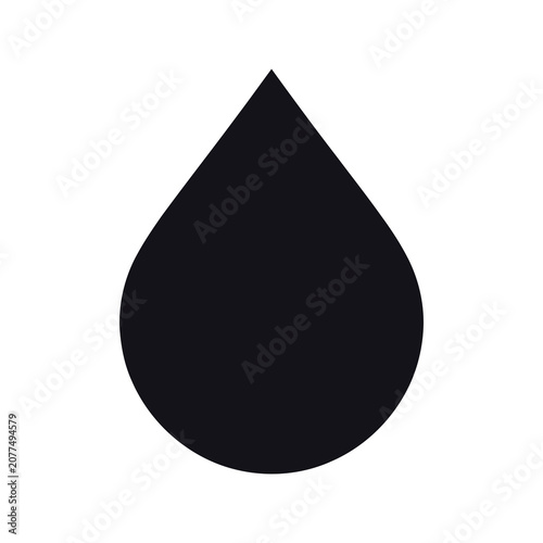 A single black teardrop shape on a white background icon