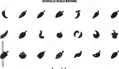 Foto Scoville Scale Rating Icons for Spicy Foods.