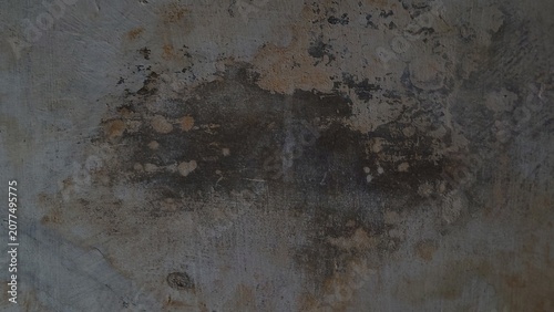 Schilderij op canvas Dark damp stain on old weathered concrete wall texture