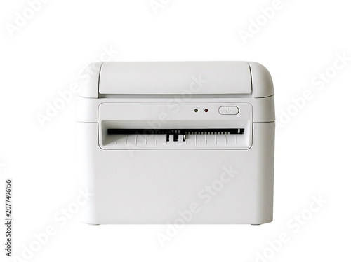 Small White Portable Thermal Label Printer Isolated on White Background