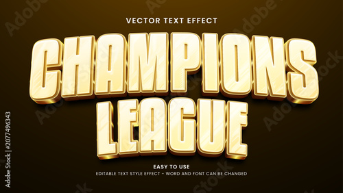 Obraz na płótnie champions league editable text effect 3d text vector