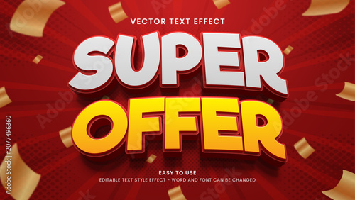 super offer editable text effect 3d text vector
