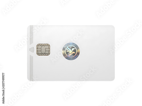 Blank White Credit Card with Gold Chip and Holographic Eagle Logo