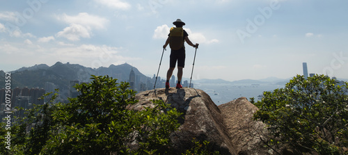 Photography Hiking on mountain the top in Hong Kong