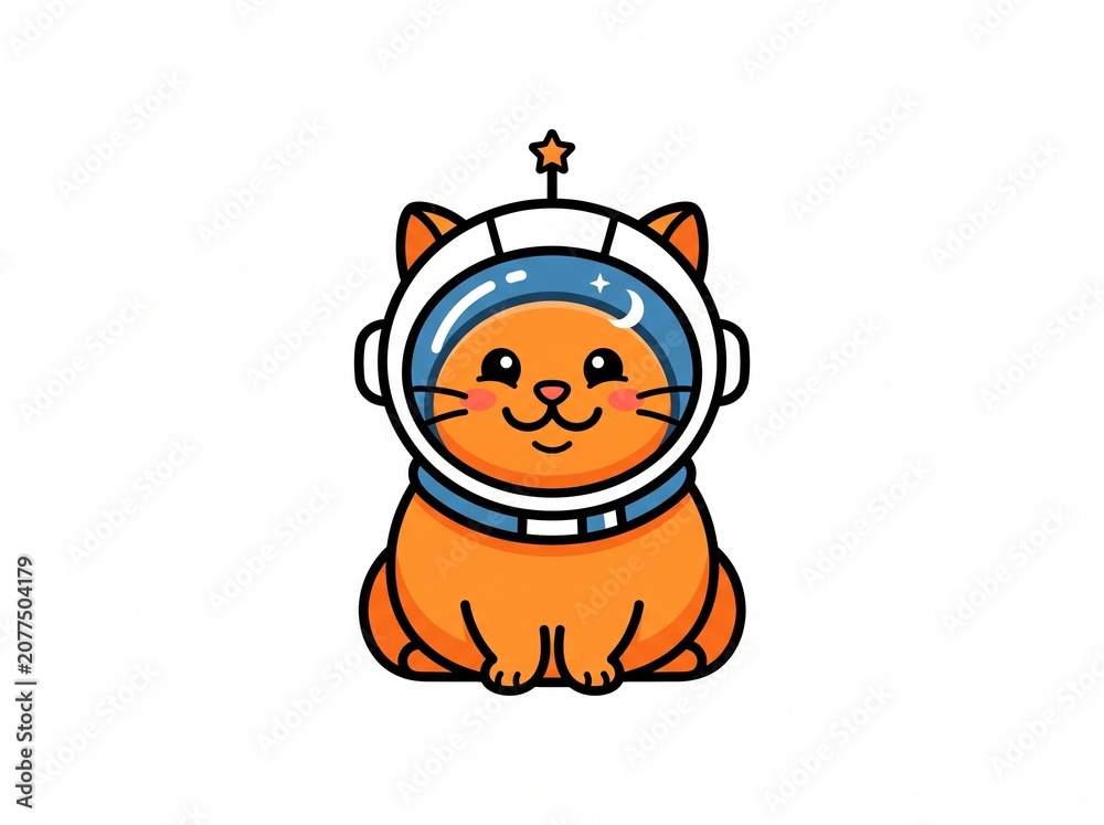 Fototapeta premium a chubby orange cat wearing astronaut helmet